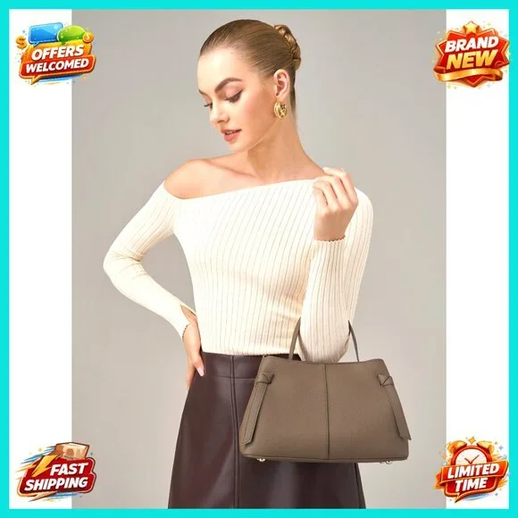 Genuine Leather Tote Bag with Adjustable Strap, Spacious Work Purse - Picture 7 of 7